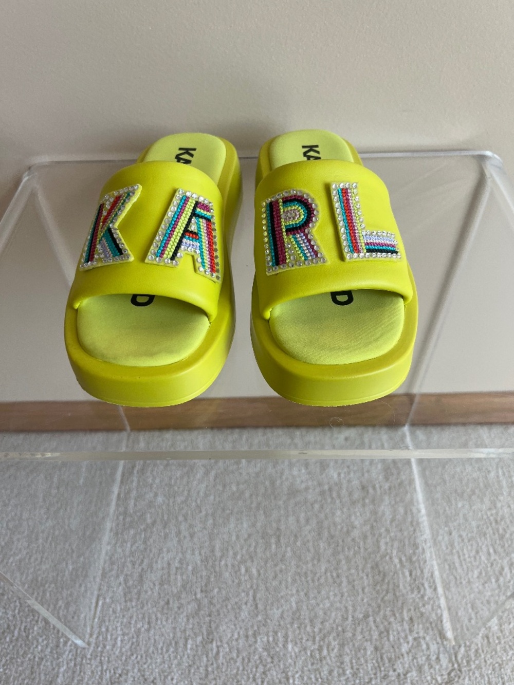 Karl Lagerfeld Paris Opal Platform Slide Sandal Women's 6.5